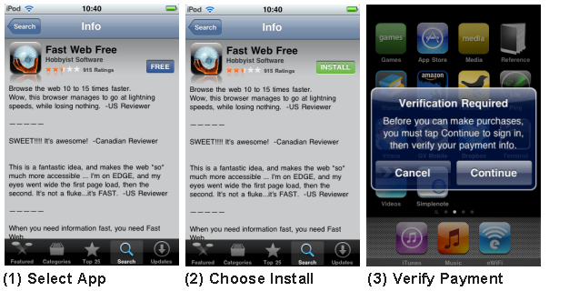 Apple App Store - Verification, Agreement and Purchase